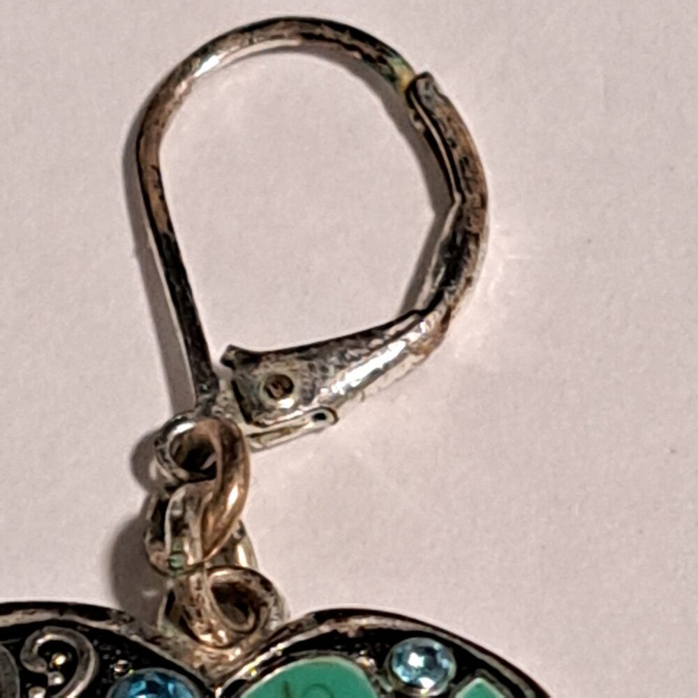 heart earrings silver and turquoise color - Picture 4 of 7